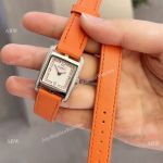 Swiss Replica Hermes Cape Cod 23mm Watches Steel Orange Elongated Leather Strap